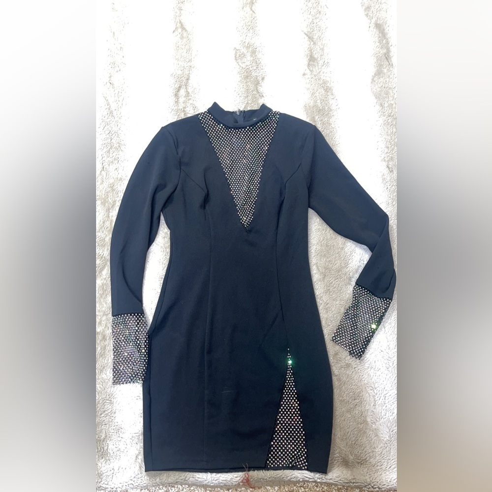 Elegant Black Dress with Rhinestone Accents